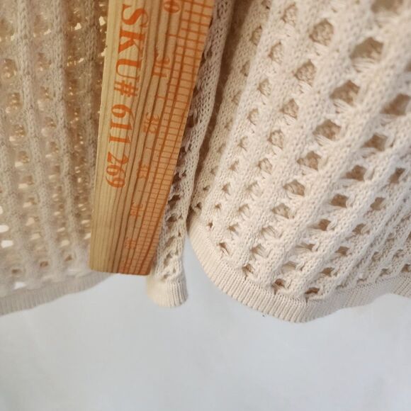 Blanco S Boho Crochet Flare Pants Open Knit Fabric Tan Beige Coastal Cowgirl NWT - Picture 12 of 12